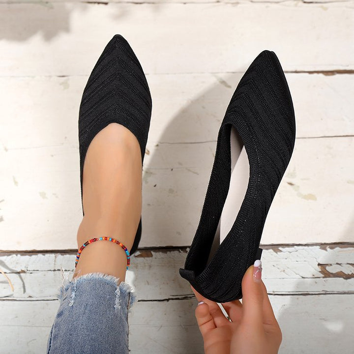 Dame elegante spidse Ballerinas med fashionabel strikdesign Stilla
