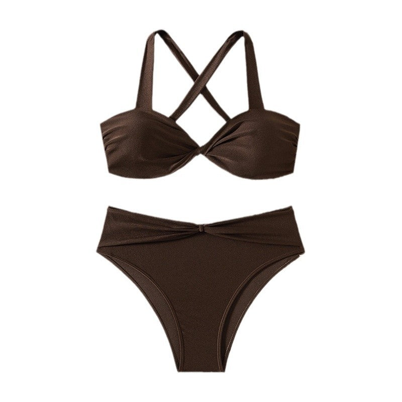 Dame Højkrave Cross-Back Bikini Sæt Stilla
