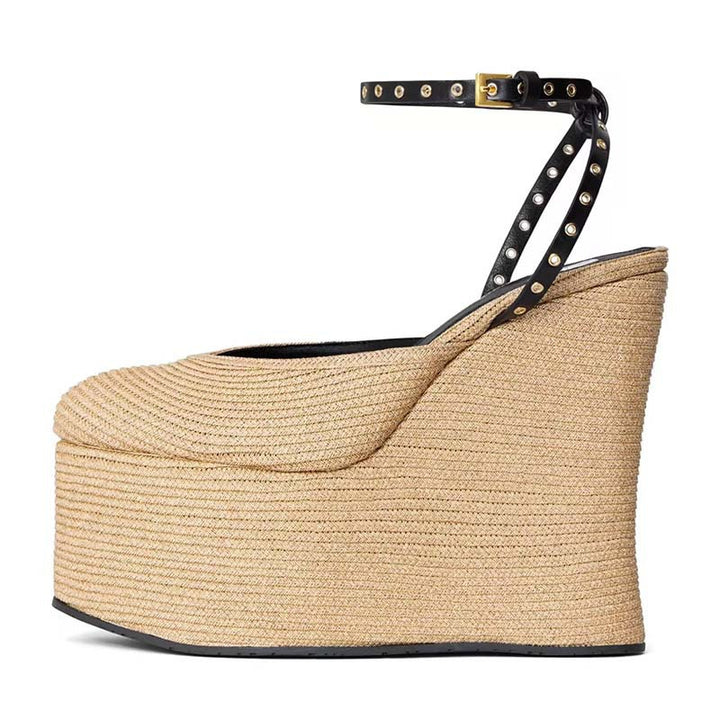 Dame Platform Wedge Sandaler med dekoreret ankelrem Stilla