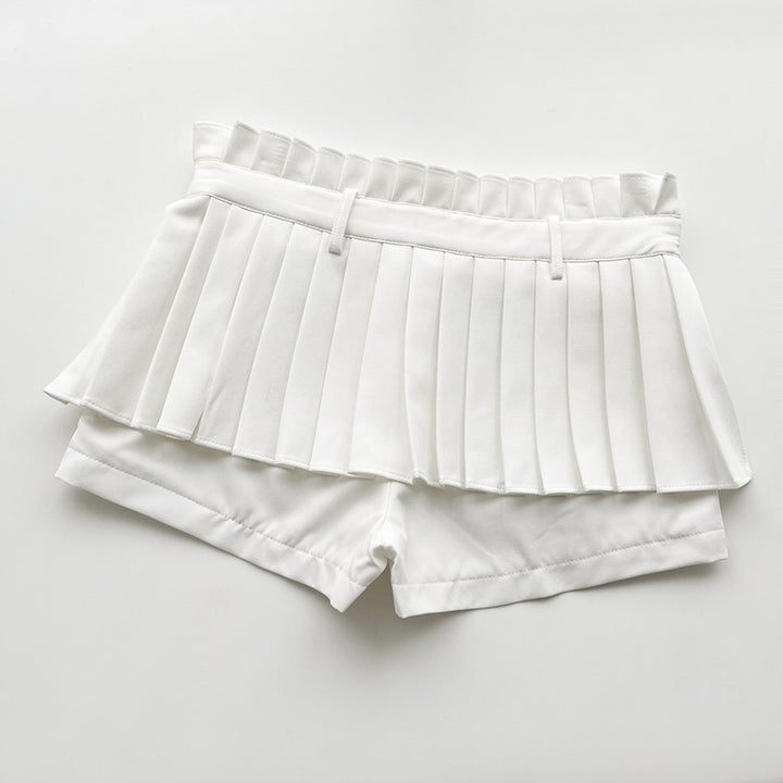 Dame Plissé-shorts med integreret underkjole og elastisk talje Stilla