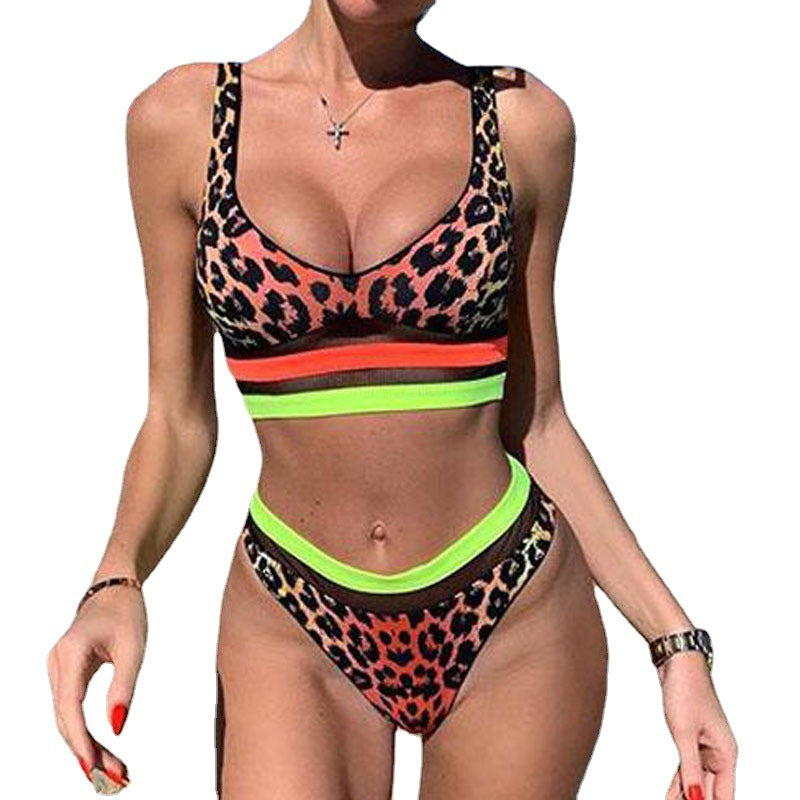 Dame Sporty Bikini-sæt med høj talje og fashionable mønster Skovae
