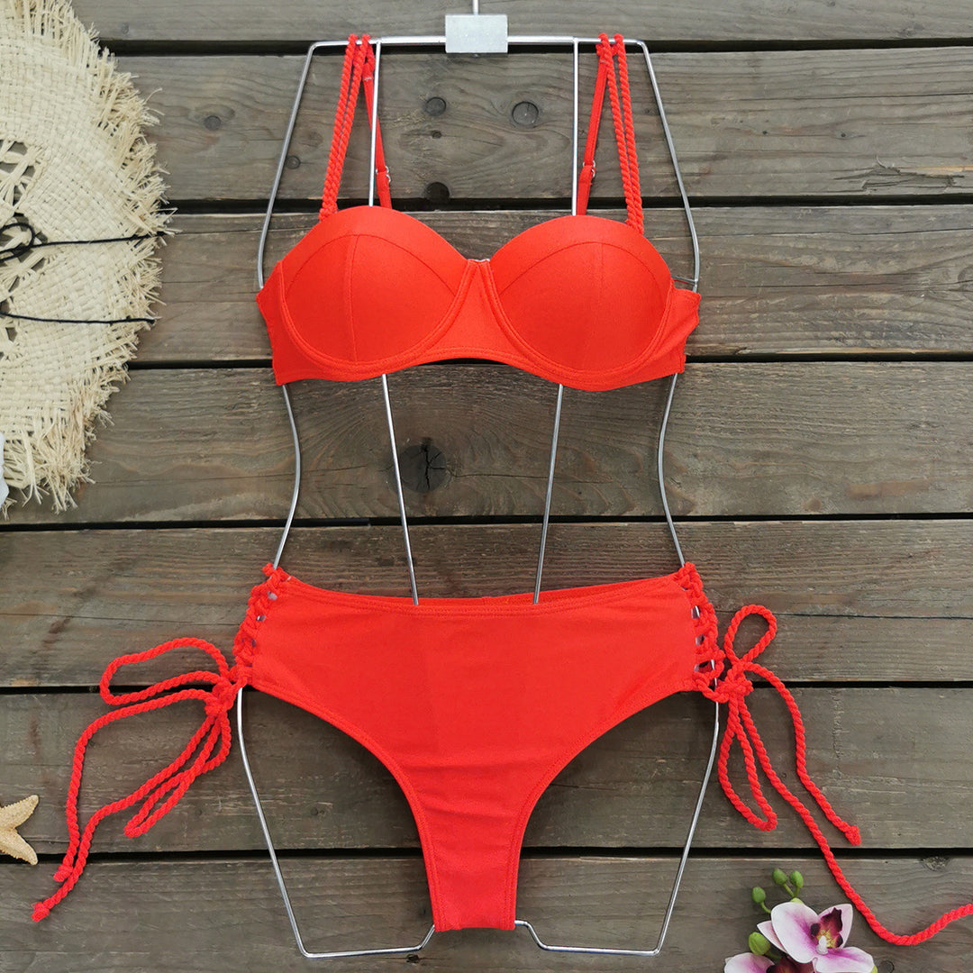 Damer Bikini-sæt med justerbare stropper og sidelommer detaljer Stilla