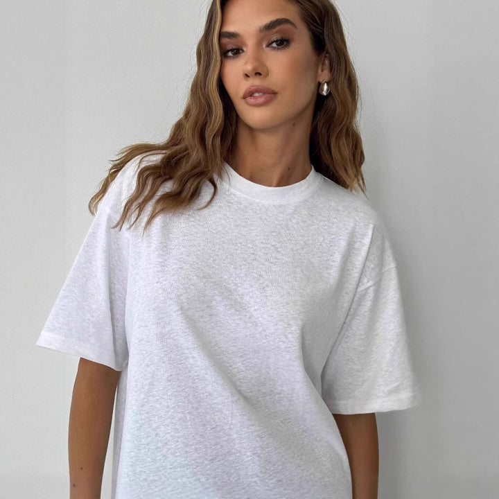Dame Oversized T-shirt lavet af højkvalitets bomuld med komfortabel pasform og afslappet look Stilla