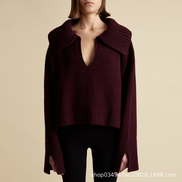 Dame sweater med vid hals og stribet design Stilla