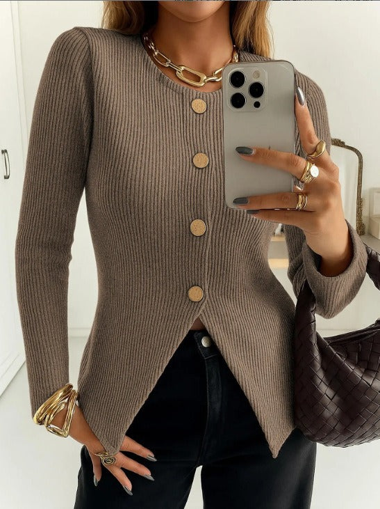 Kvinders elegante cardigan med dekorative knapper Stilla