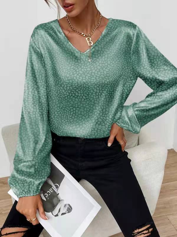 Femme Elegante V-Udskæring Bluse med Ballonærmer Stilla