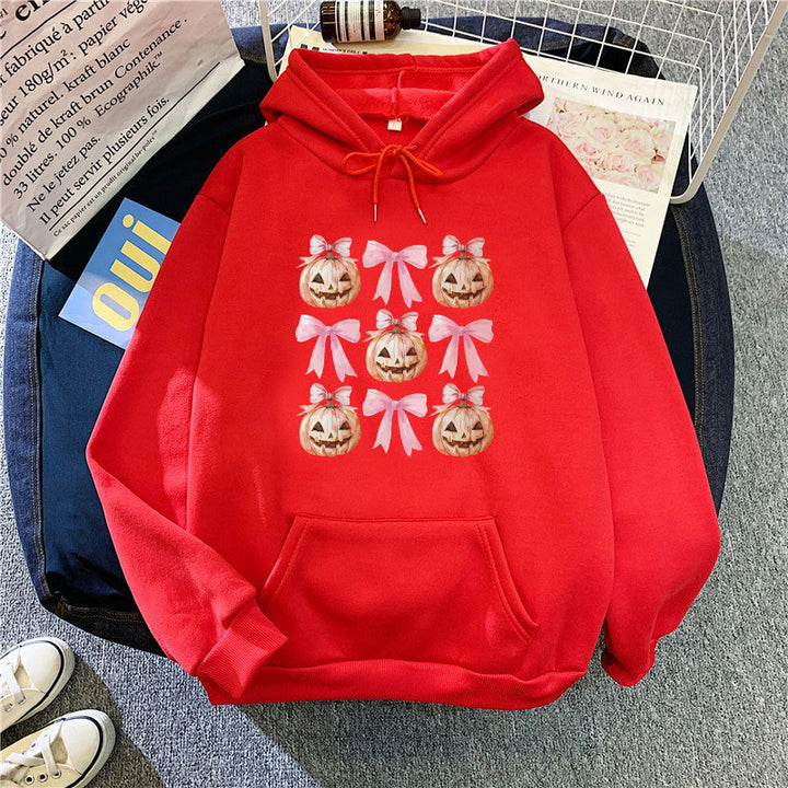 Kvinders Hoodie med Munter Græskar Design Skovae