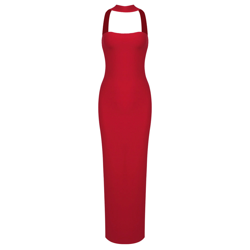 Dame Figurtilpasset Maxikjole med elegant Halterneck-design Stilla