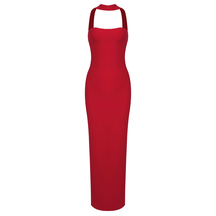 Dame Figurtilpasset Maxikjole med elegant Halterneck-design Stilla