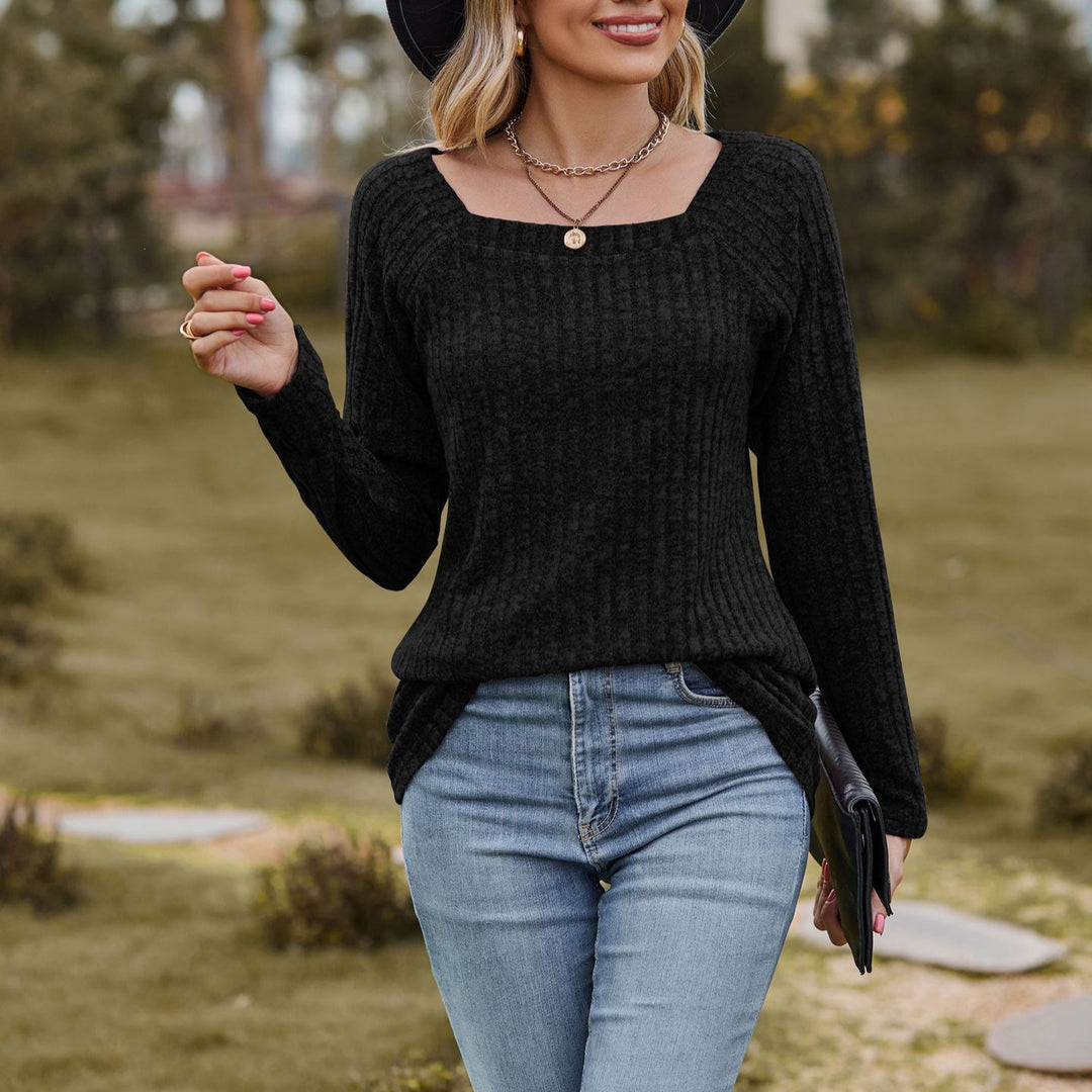 Dame sweater med kvadratisk udskæring og struktureret ribdesign Stilla