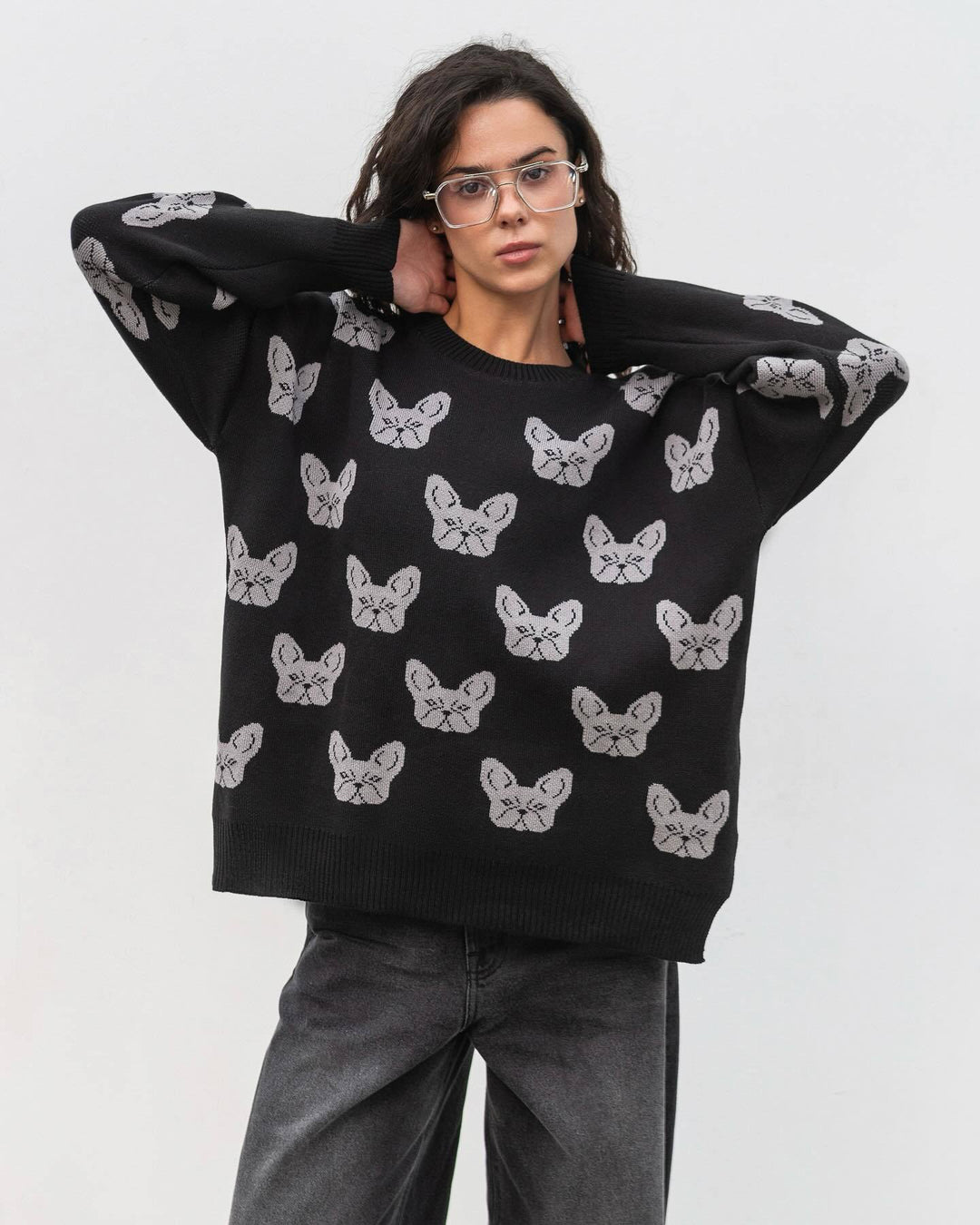 Kvinders sweater med kreativt dyremotiv og afslappet pasform Stilla