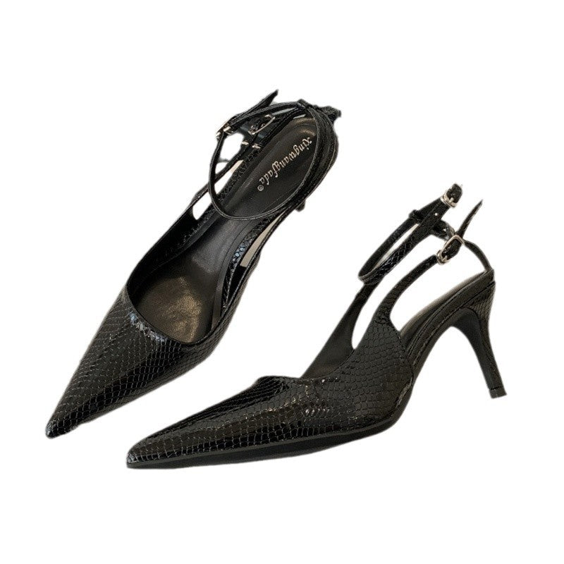 Dame Slingback Pumps med struktureret overflade og elegant hæl Stilla