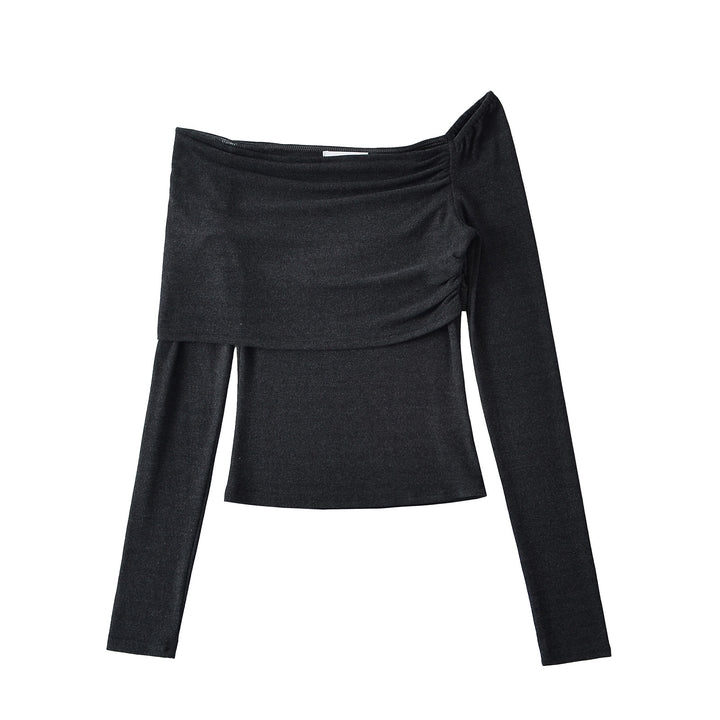 Dame asymmetrisk top med flæsedetaljer og elegant snit Stilla