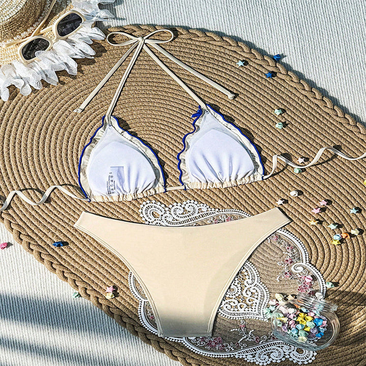 Dame Triangel-Bikini-Sæt med moderigtigt flæsedesign og stilfulde accenter Stilla