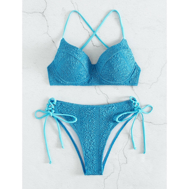 Dame Bikini-sæt med luksuriøst strukturdesign og sofistikerede bindebånd Stilla