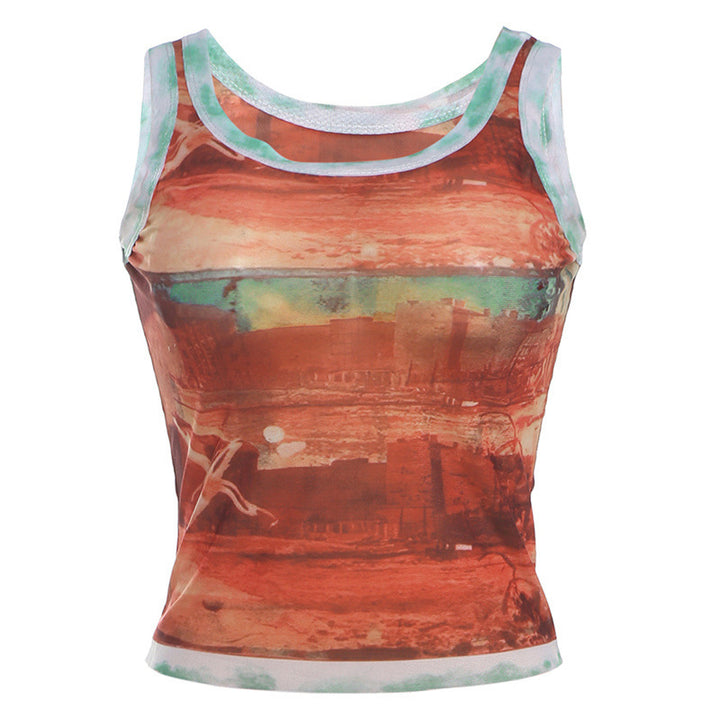Dame Sports Tanktop med kreativt fotodesign og åndbart materiale Stilla