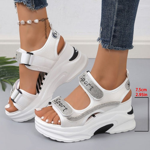Dame Sporty Wedge-Sandaler med justerbare remme og åndbart overmateriale Stilla
