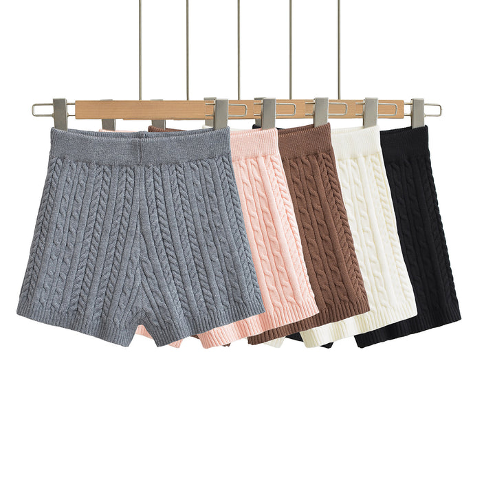 Dame strikkeshorts med struktureret mønster Stilla