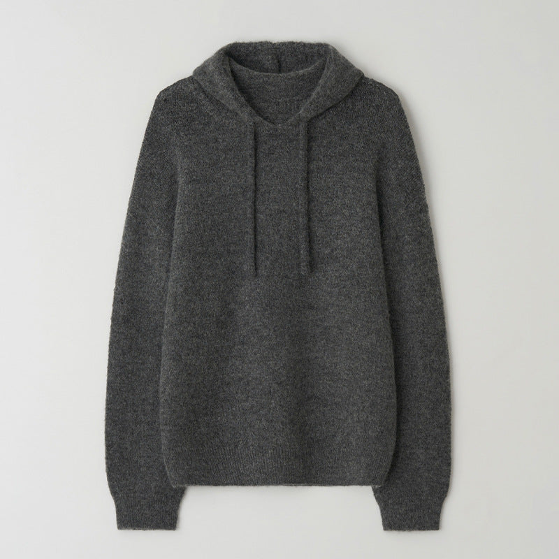 Damer afslappet hoodie lavet af blødt strikkemateriale med hætte og oversized snit Stilla
