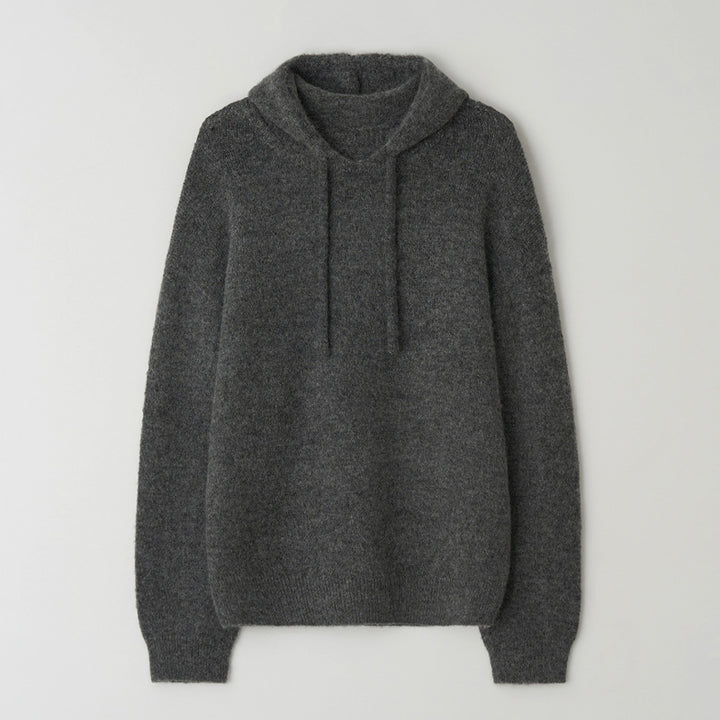 Damer afslappet hoodie lavet af blødt strikkemateriale med hætte og oversized snit Stilla