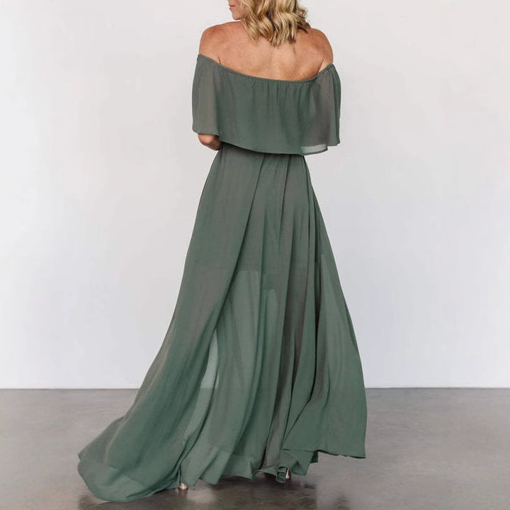 Dame Elegant Maxikjole med Off-Shoulder-Udskæring og Taljejustering Stilla