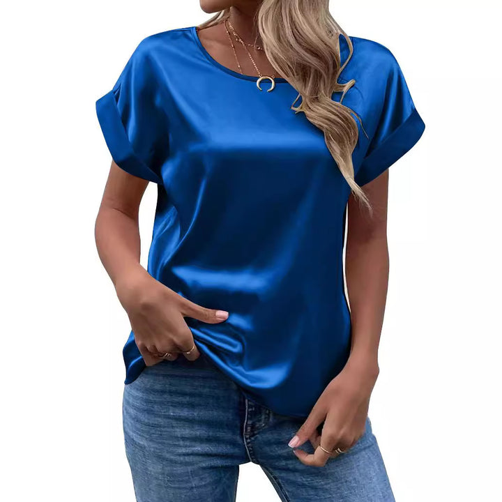 Dame Silke Satin Rund hals udskæring Top Stilla