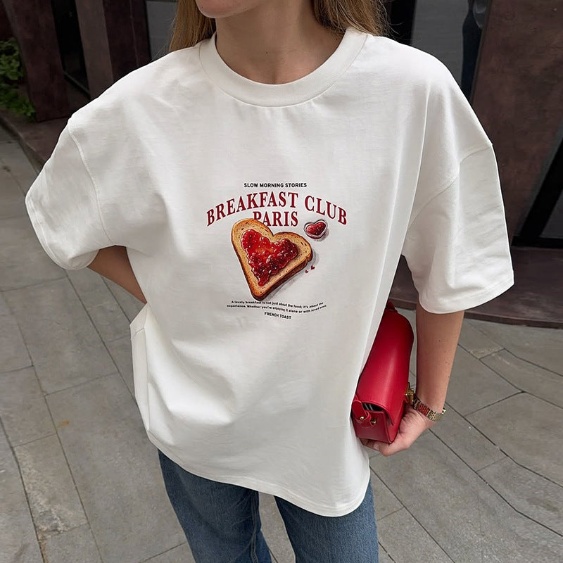 Dame Oversized T-Shirt med kreativt print og afslappet snit Stilla