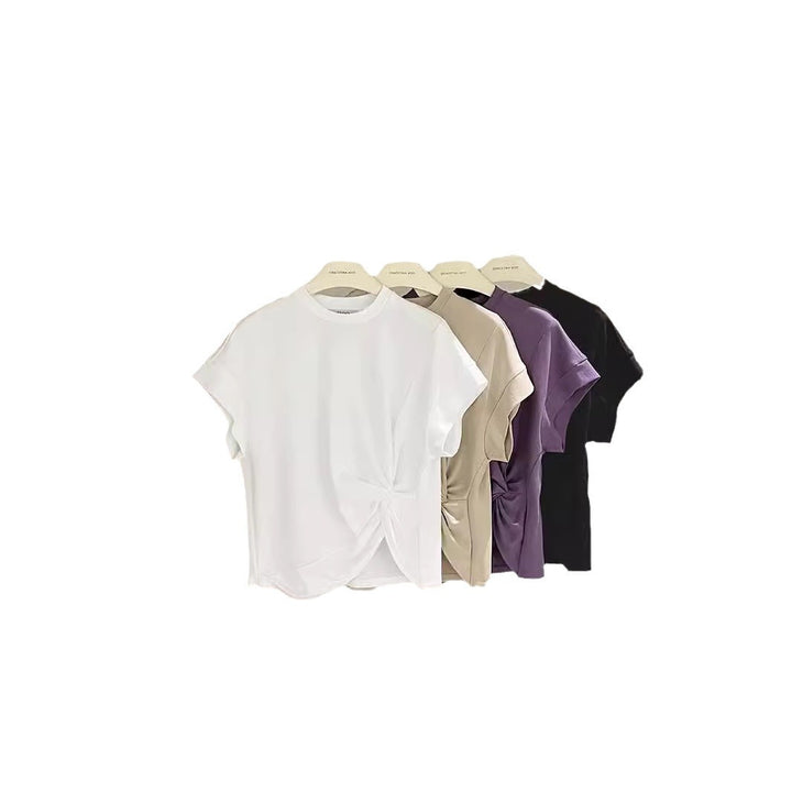 Dame loose T-shirt med knude-detalje og kvalitets jersey Stilla