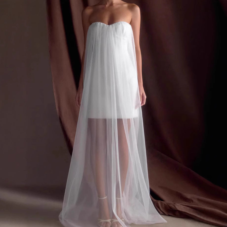 Femme Elegante Stropfri Tyllkjole Stilla
