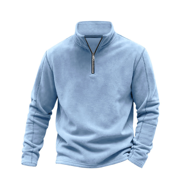 Herrer nan let fleece-pullover med halvmellem lynlås og ståkrave Skovae