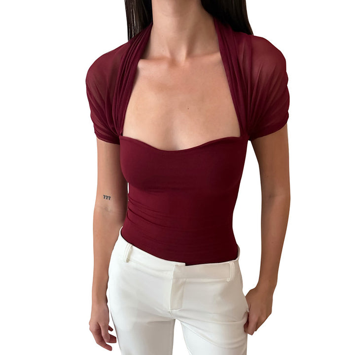 Damen Tailliertes Bustier-Oberteil mit transparenten Ärmeln Skovae