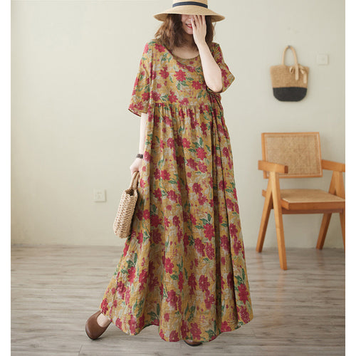 Dame Flydende Blomster Maxi Kjole med Lomme Accent Stilla