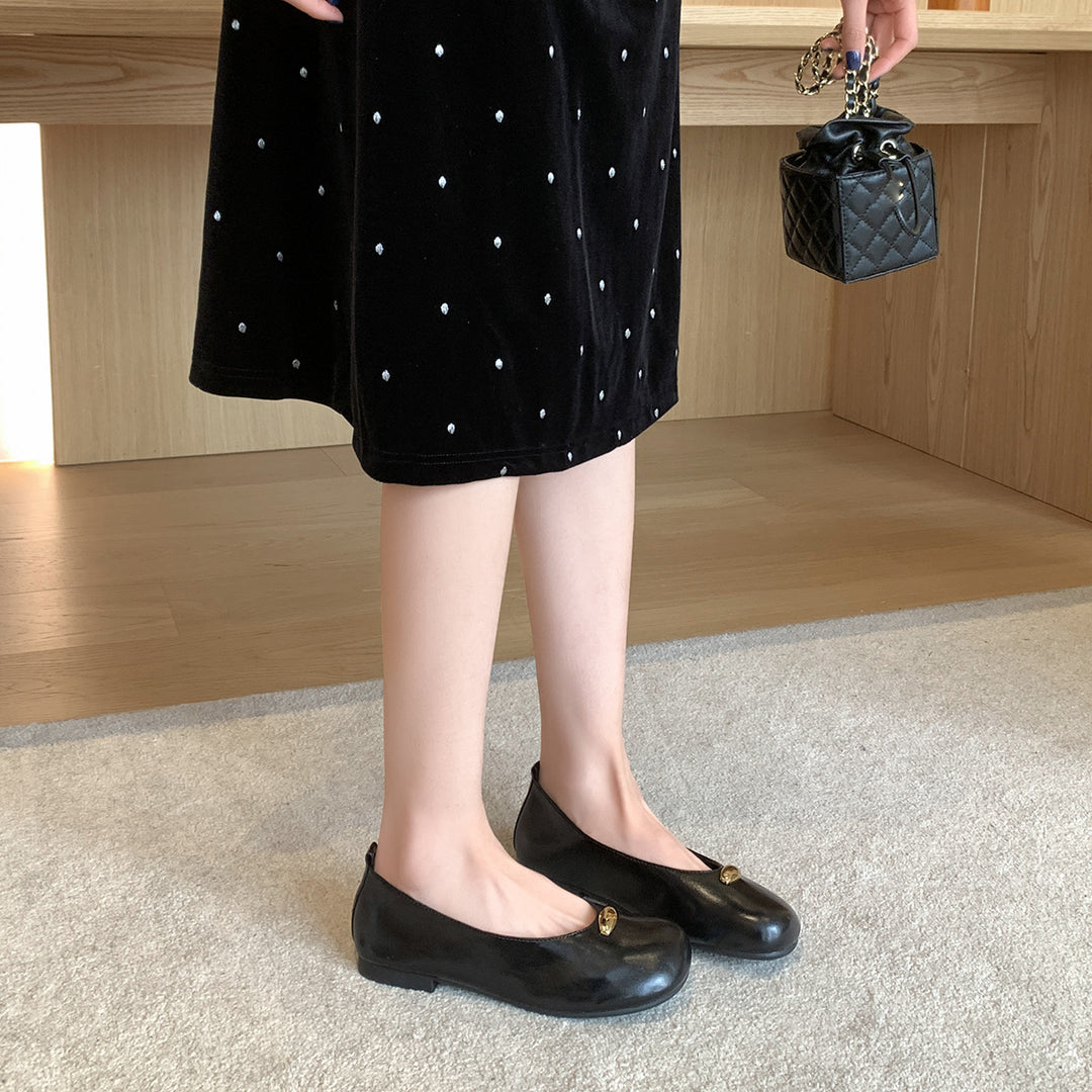 Damer Elegante Slip-On Balletsko med smart metallisk accent Stilla