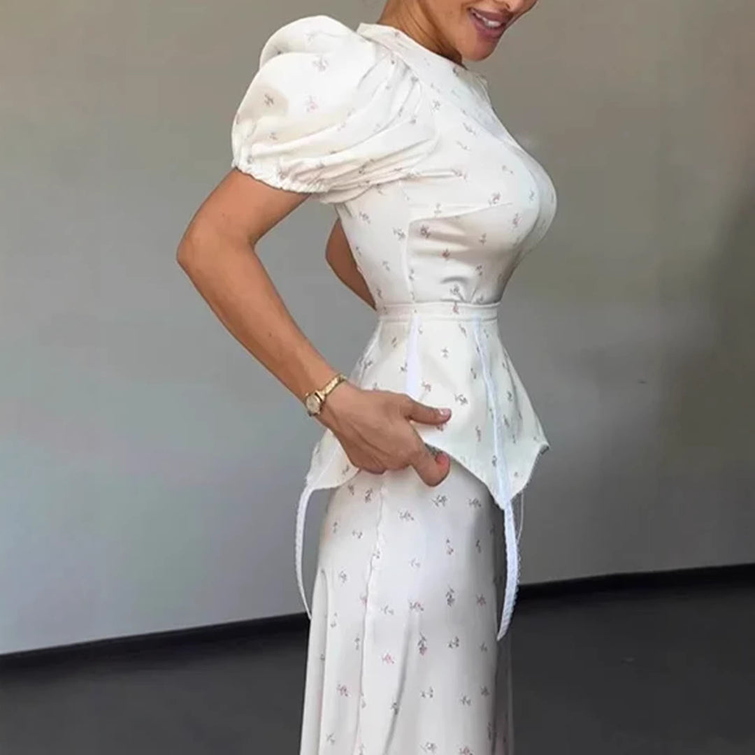 Damer Elegant Top med Puffærmer og Legesyg Talje Detalje