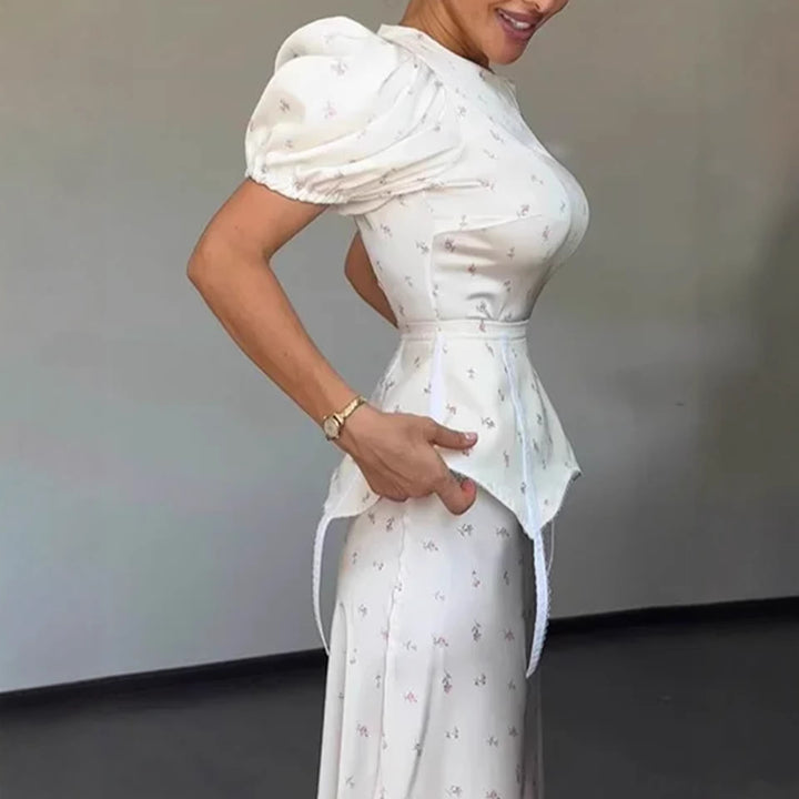 Damer Elegant Top med Puffærmer og Legesyg Talje Detalje