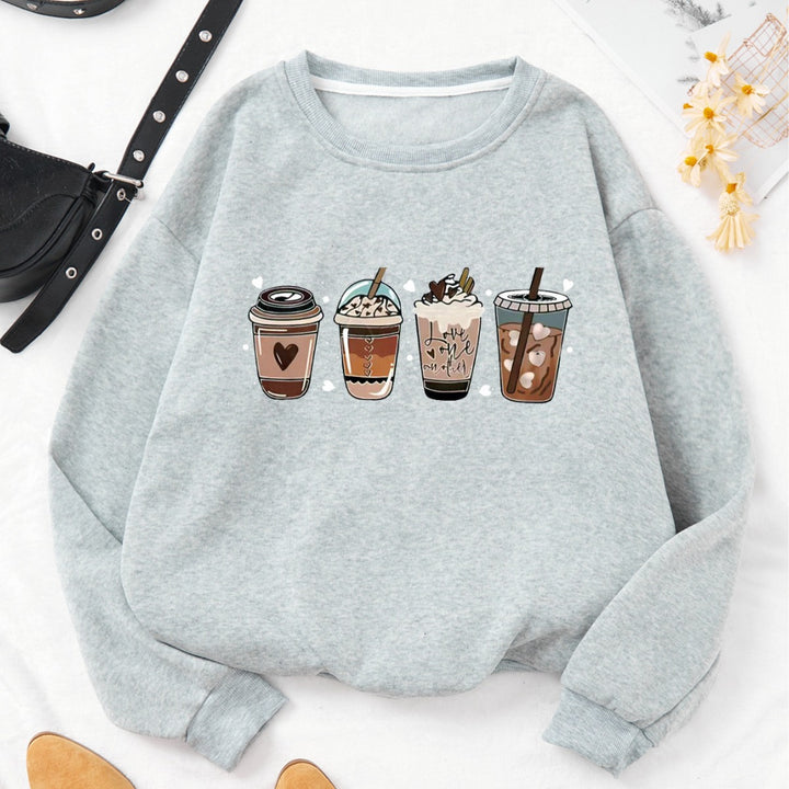 Kvindernes Komfortable Sweatshirt med Kaffemotiv Skovae