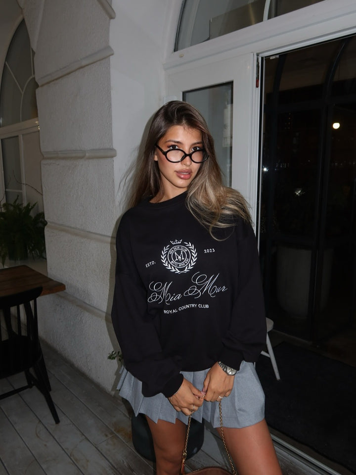 Dame Casual Oversized Sweatshirt med Elegant Broderi Design Stilla