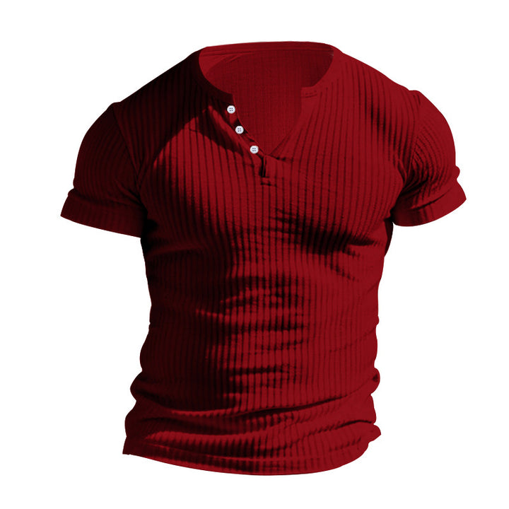 Herrer kortærmet Henley T-shirt med struktureret overflade Stilla