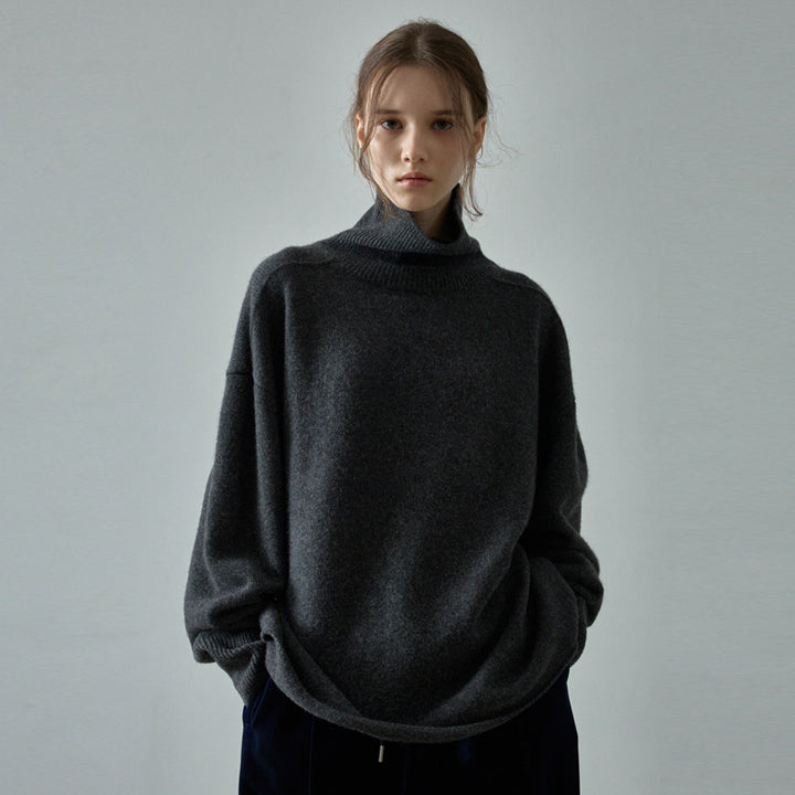 Dame Oversized Rullekravepullover i luksuriøs uldblanding Stilla
