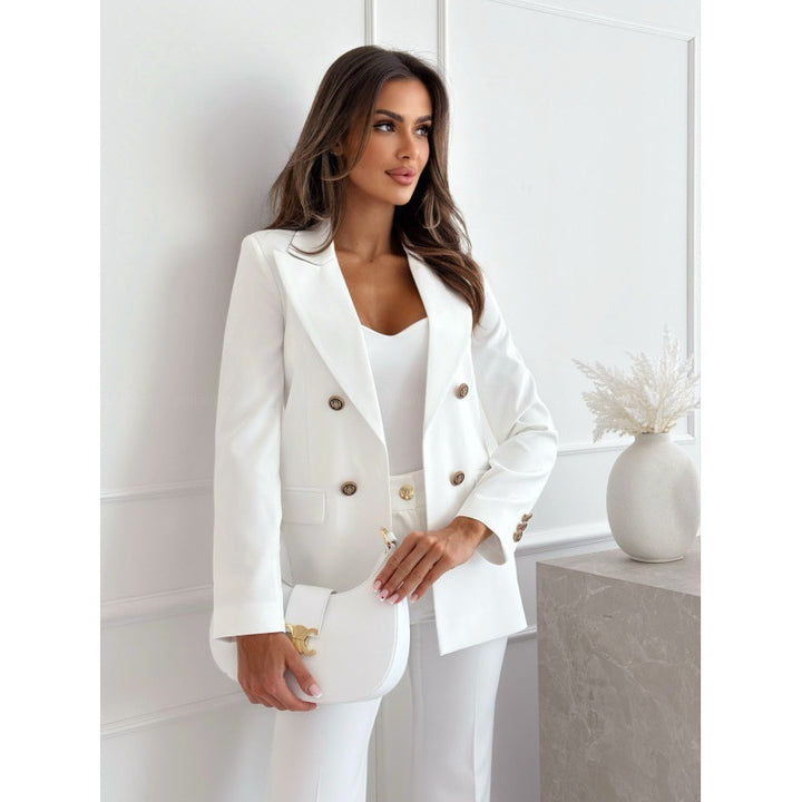Dame elegant blazer med dobbelt knaprækken og gyldne detaljer Stilla