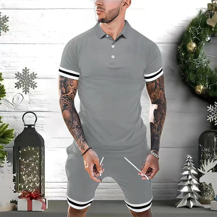 Herrer Sporty Kortærmet Poloshirt med kombineret Shorts-sæt Stilla