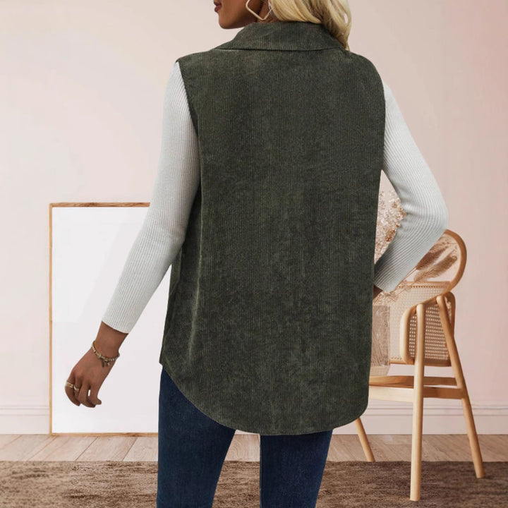 Dame casual vest med knapdetaljer og to påsyede lommer Stilla