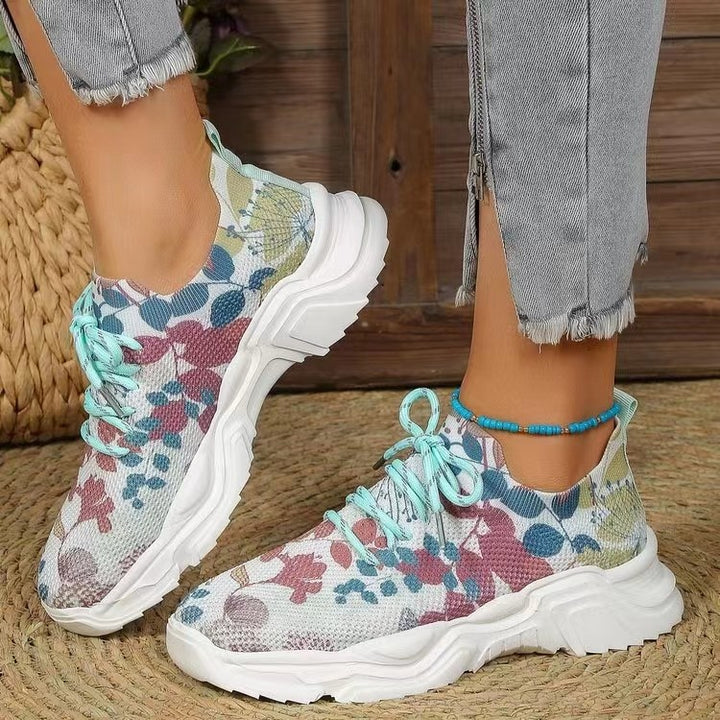 Dame mode Sneakers med blomsterdesign og polstret sål Stilla