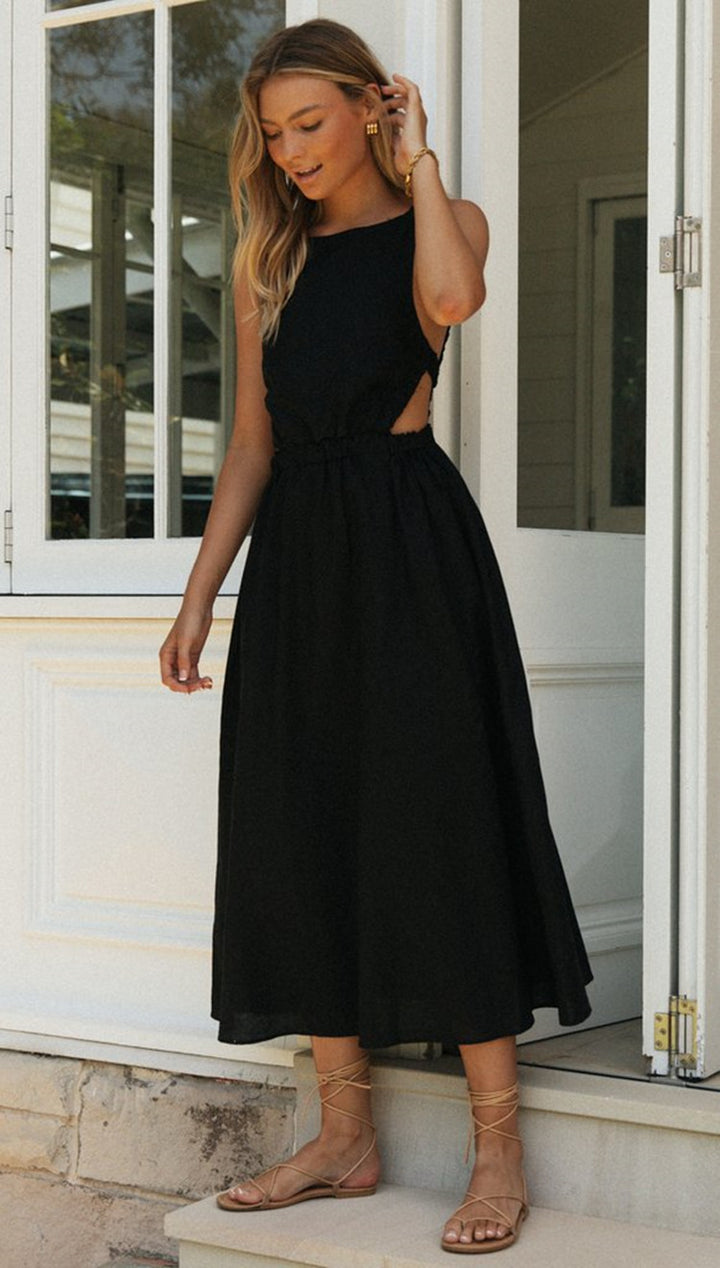 Damer elegant sommer maxi kjole med sofistikeret snit og justerbar talje snor Stilla