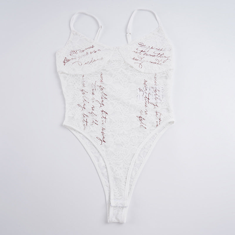 Dame spids bodysuit med elegante skrifter Skovae