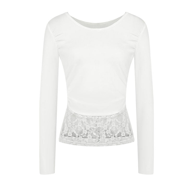 Dame elegant top med raffinerede flæsedetaljer Skovae
