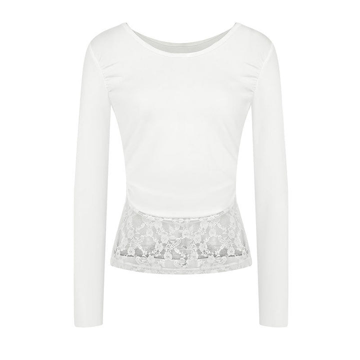 Dame elegant top med raffinerede flæsedetaljer Skovae