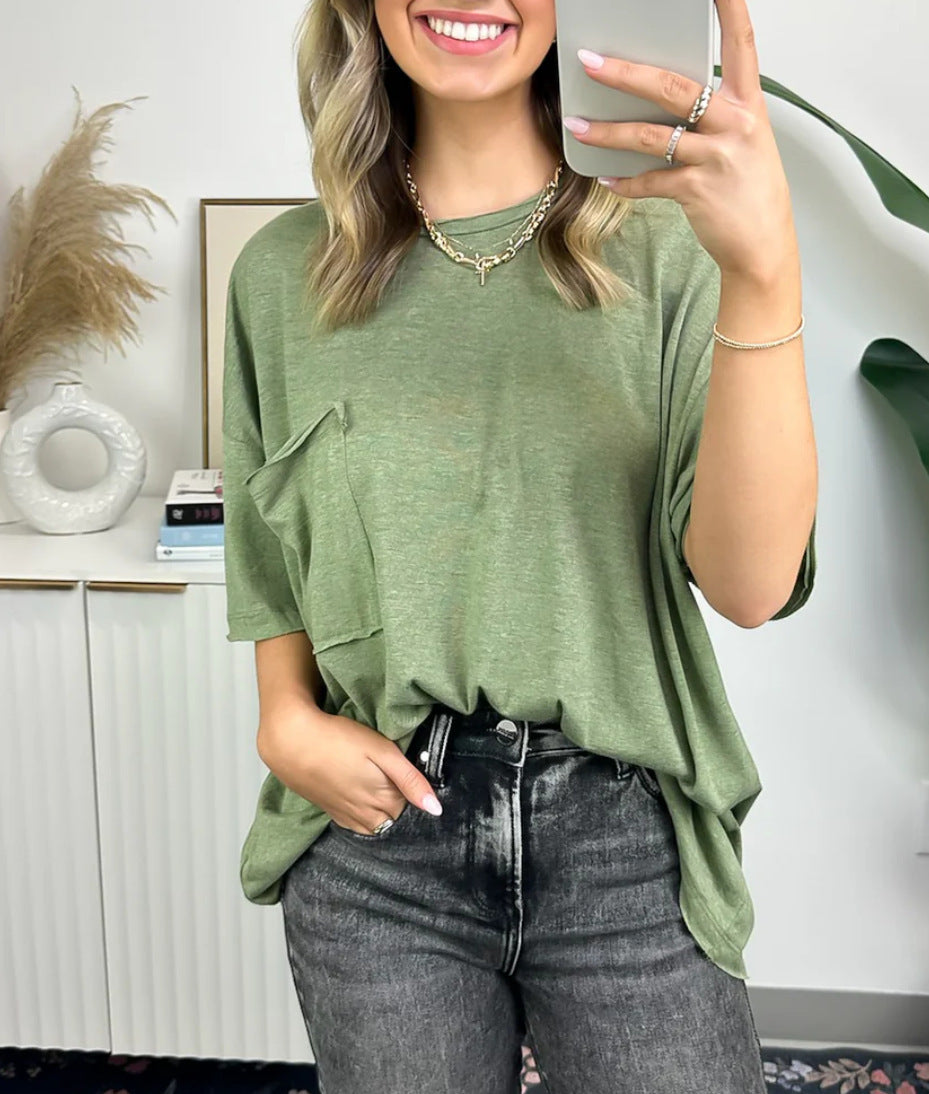 Kvindernes afslappede oversized T-shirt med lomme Stilla
