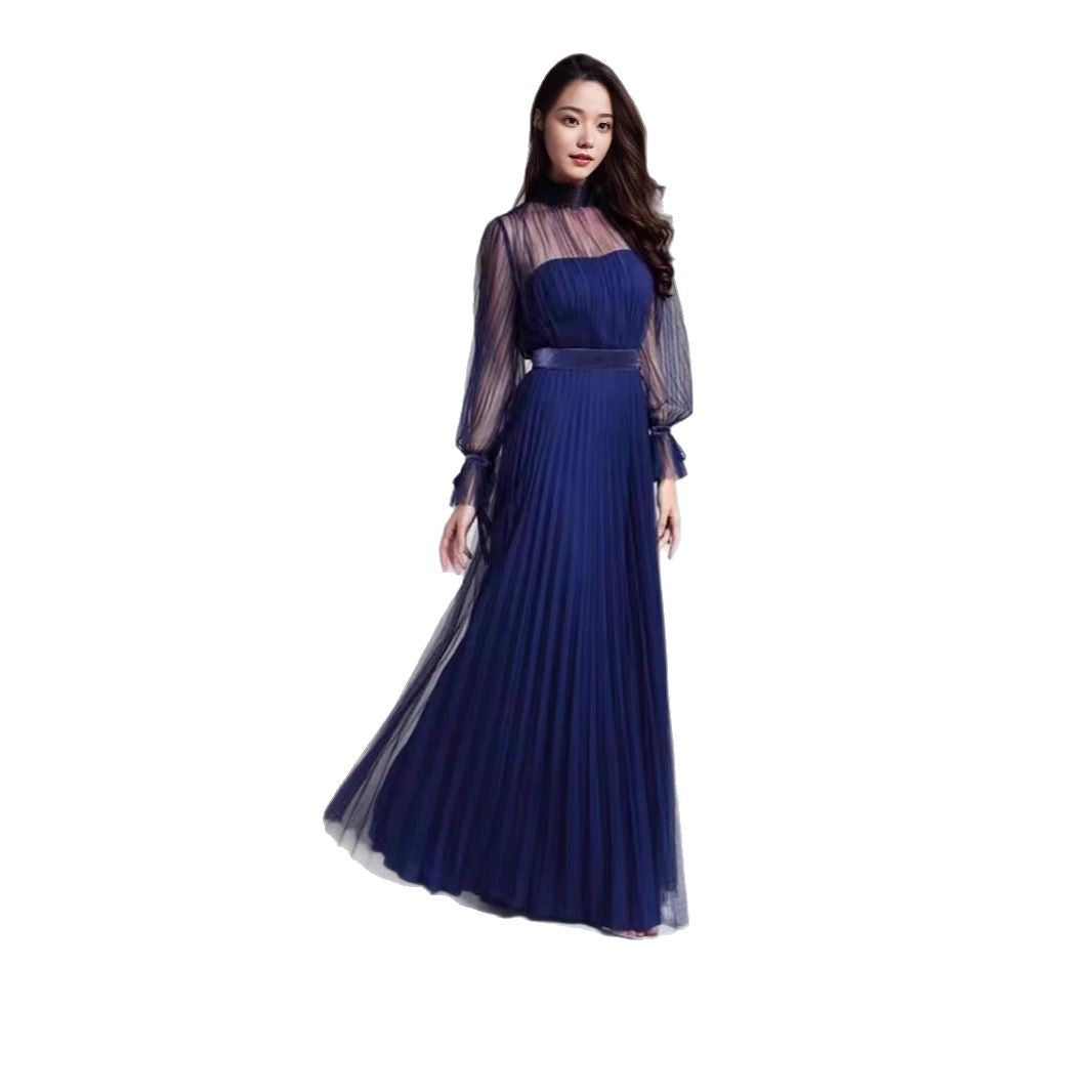 Kvindernes elegante maxi kjole med glitrende chiffon og legende flæse detaljer Skovae