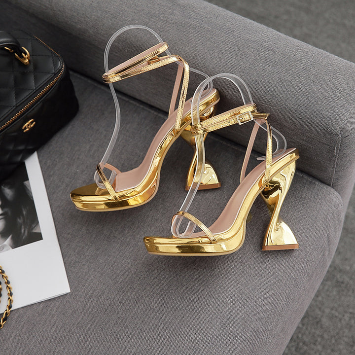 Damer elegante High Heel Sandaler med transparente remme og glitrende overdel Stilla